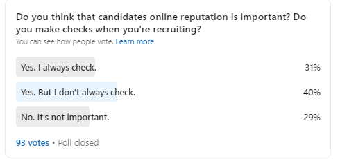 yoono - poll - importance of reputation in recruitment